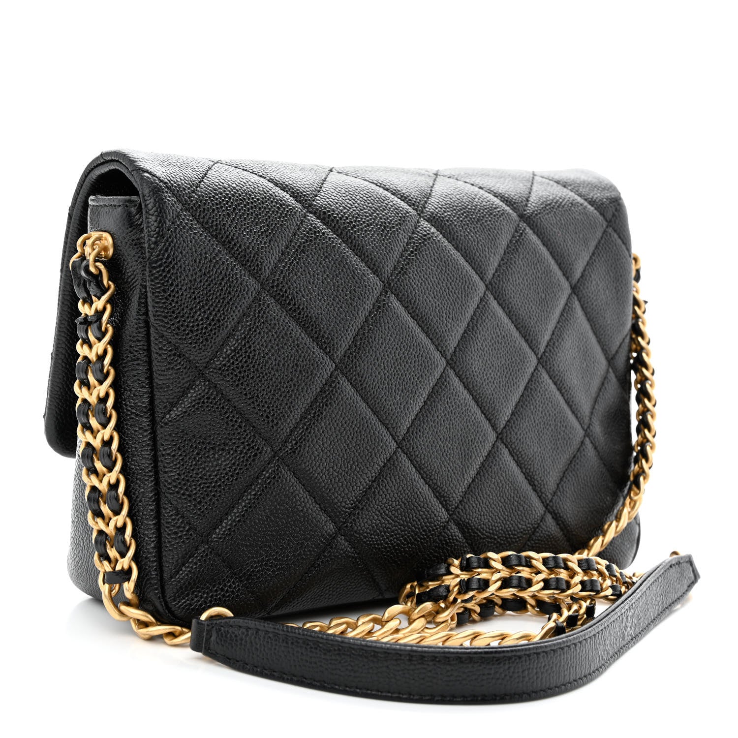 Chanel Shiny Caviar Quilted Small Chain Melody Flap Black 4 of 12