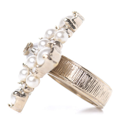 Chanel Pearl CC Ring 6.75 Light Gold 4 of 5