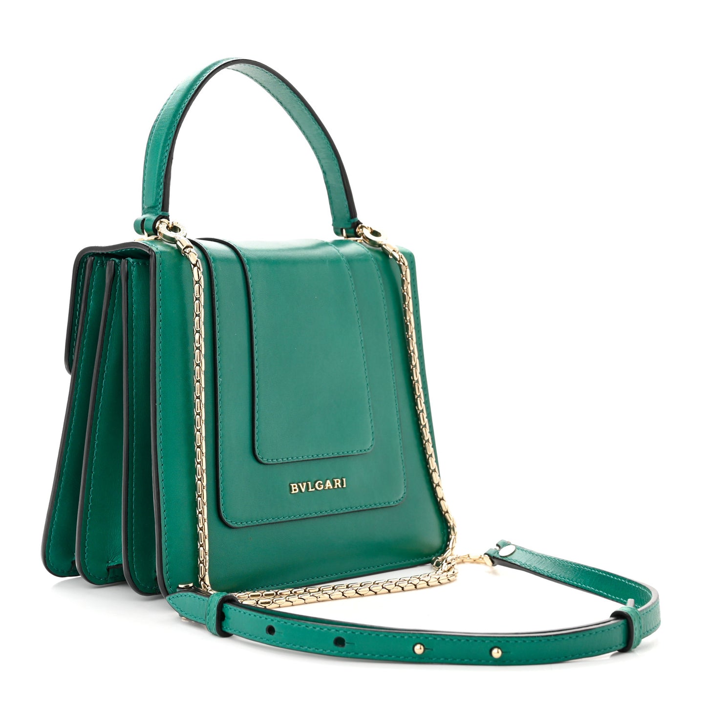 Calfskin Serpenti Forever Top Handle Emerald Green
