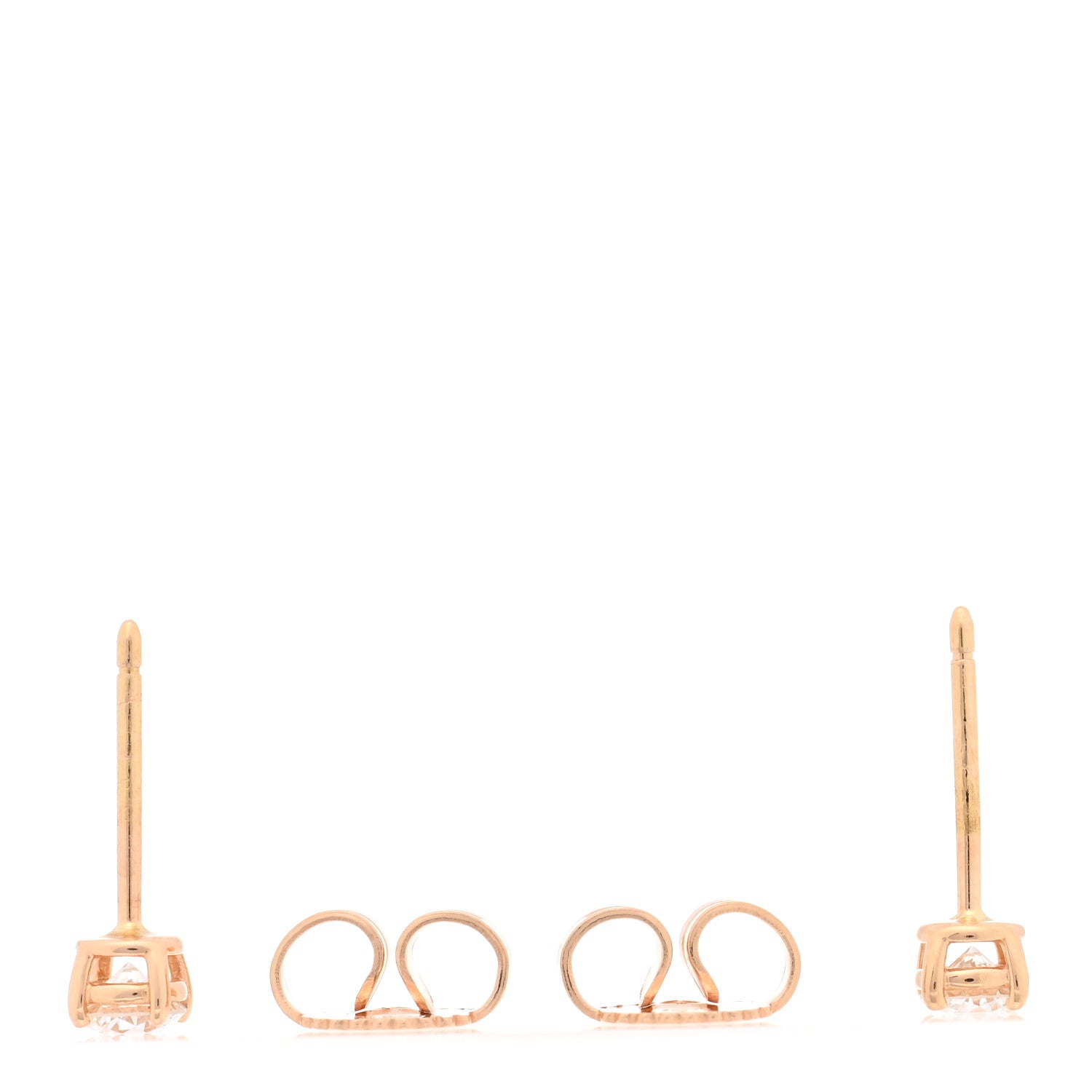 Tiffany 18K Rose Gold Diamond .28ctw Solitaire Earrings 3 of 4
