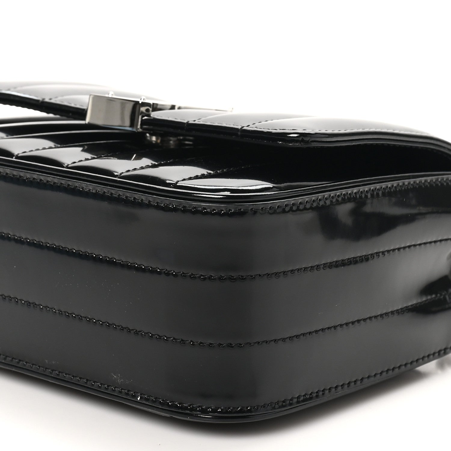Saint Laurent Patent Calfskin Matelasse Monogram Small Vicky Chain Bag Black 9 of 9
