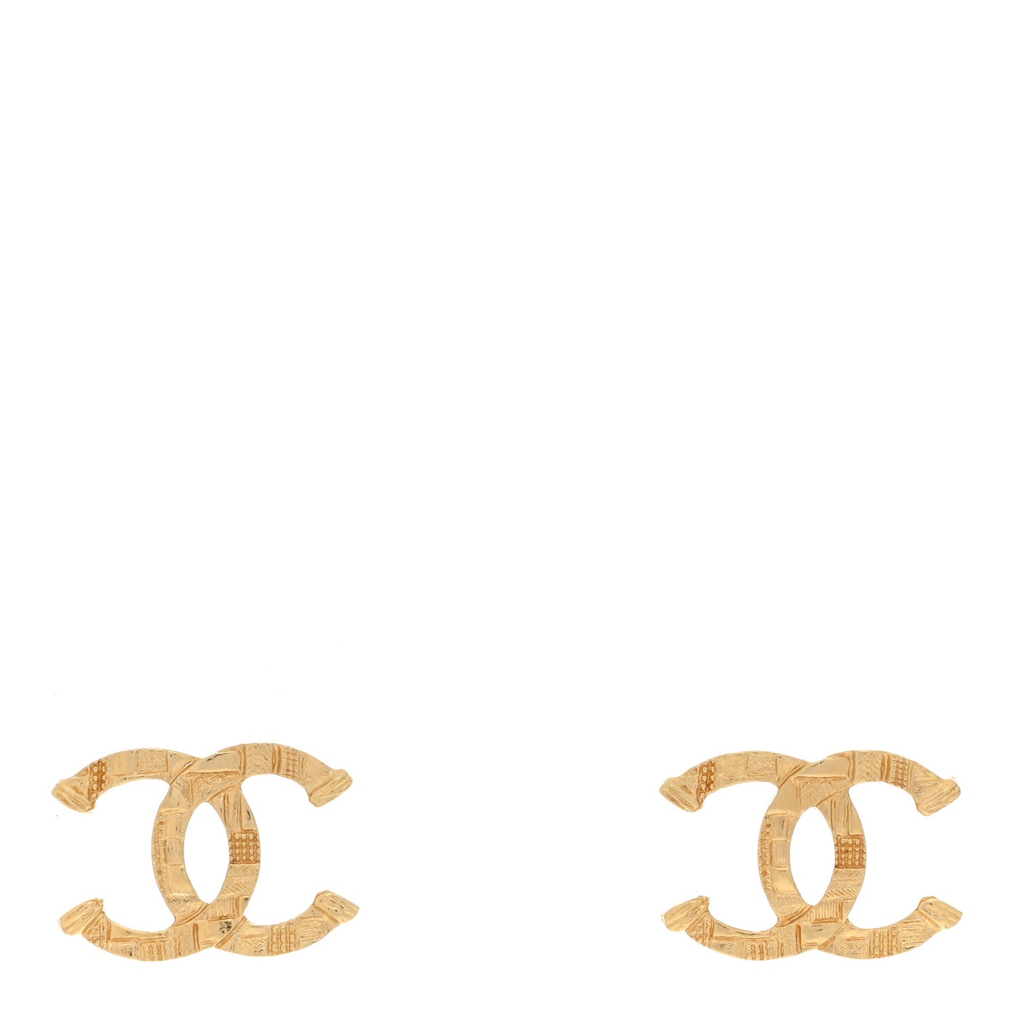 Metal Tweed Effect CC Earrings Gold