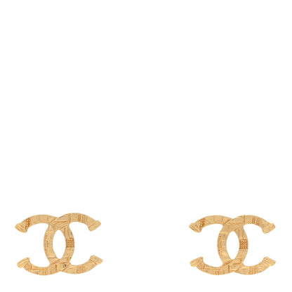 Chanel Metal Tweed Effect CC Earrings Gold 1 of 4