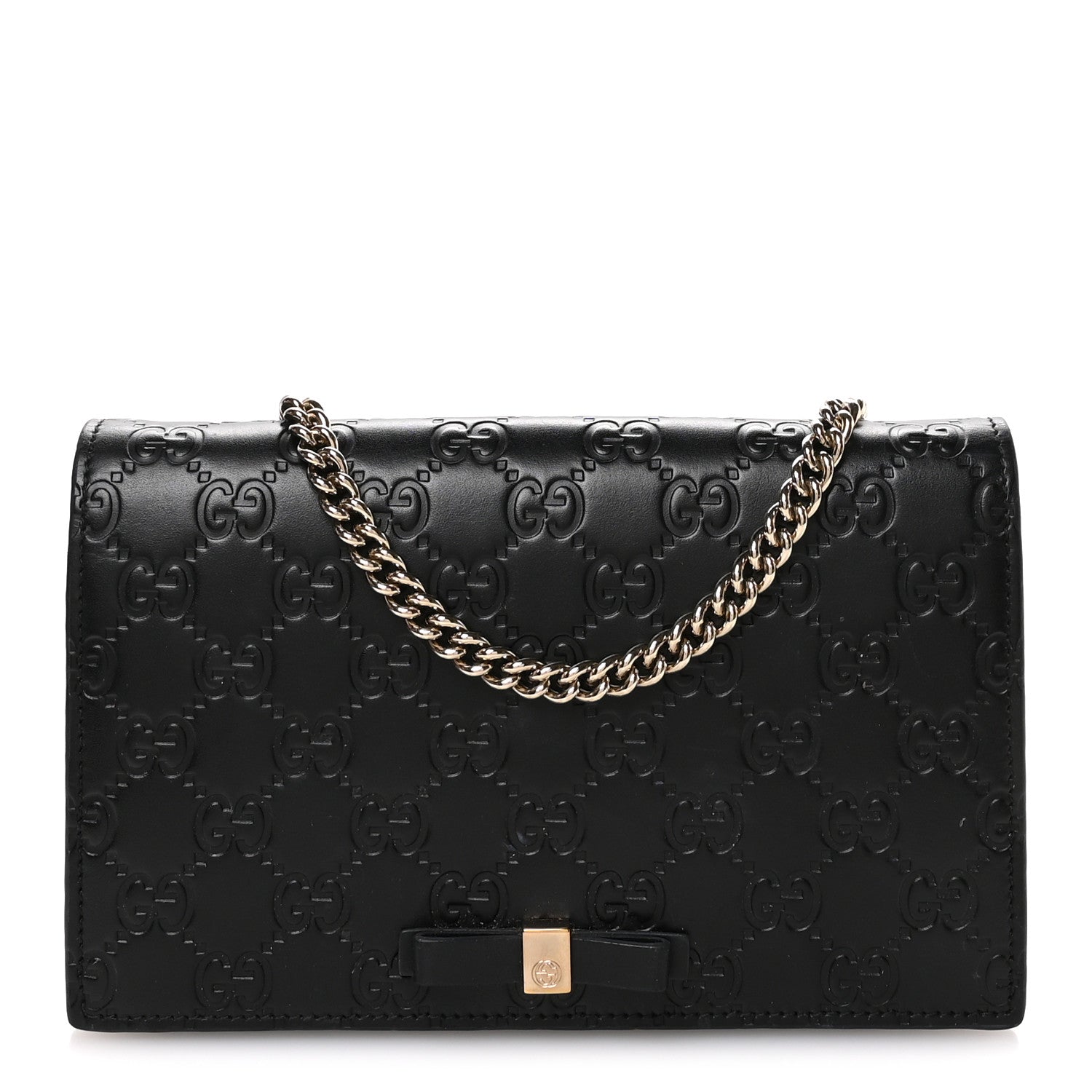 Gucci Guccissima Signature Bowy Chain Wallet Black 1 of 11