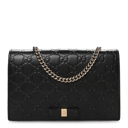 Gucci Guccissima Signature Bowy Chain Wallet Black 1 of 11
