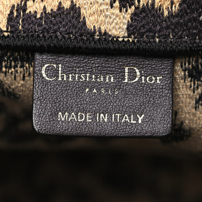 Christian Dior Canvas Mizza Embroidered Large Leopard Book Tote Beige 6 of 12