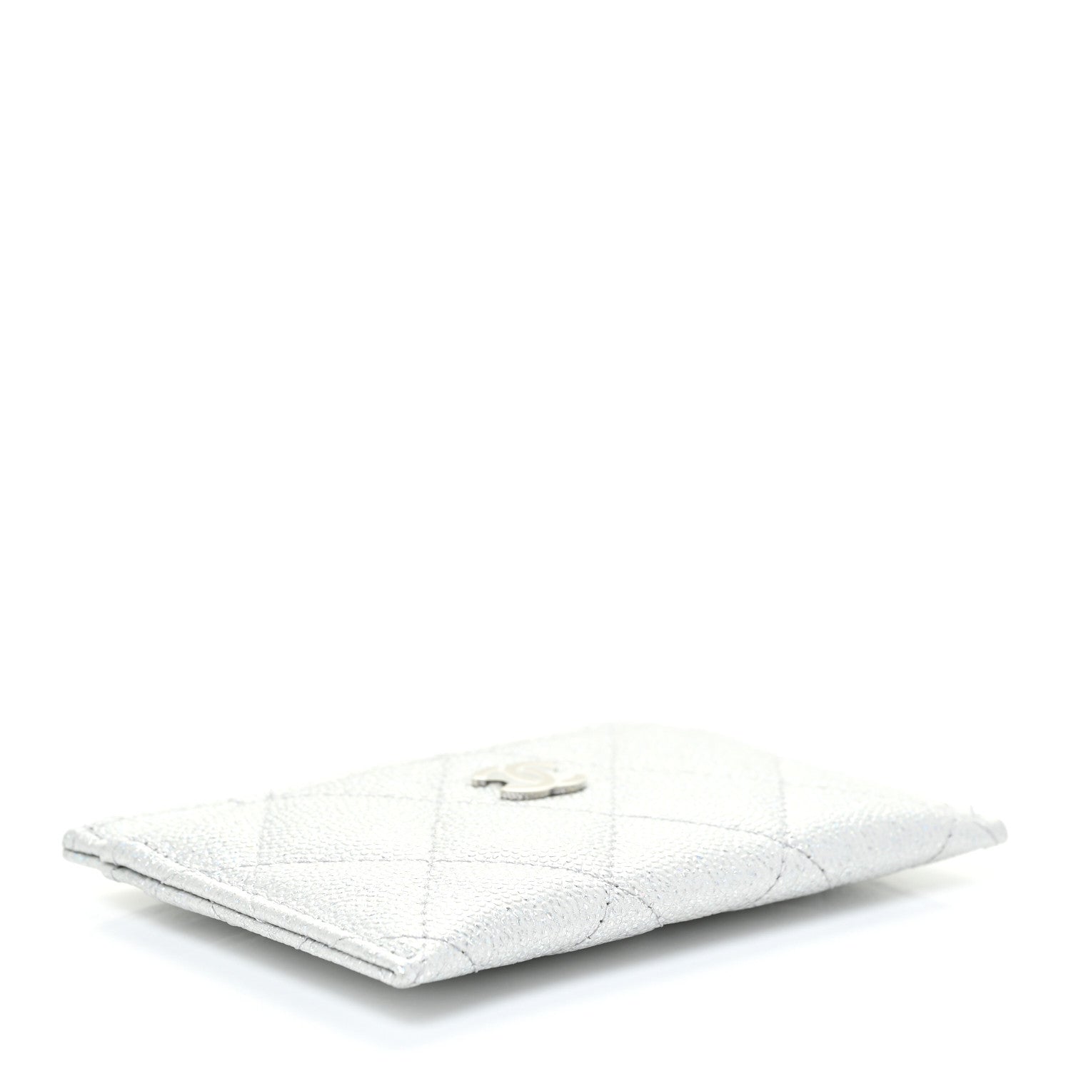 Chanel Glittered Metallic Caviar Quilted Card Holder Silver 4 of 12