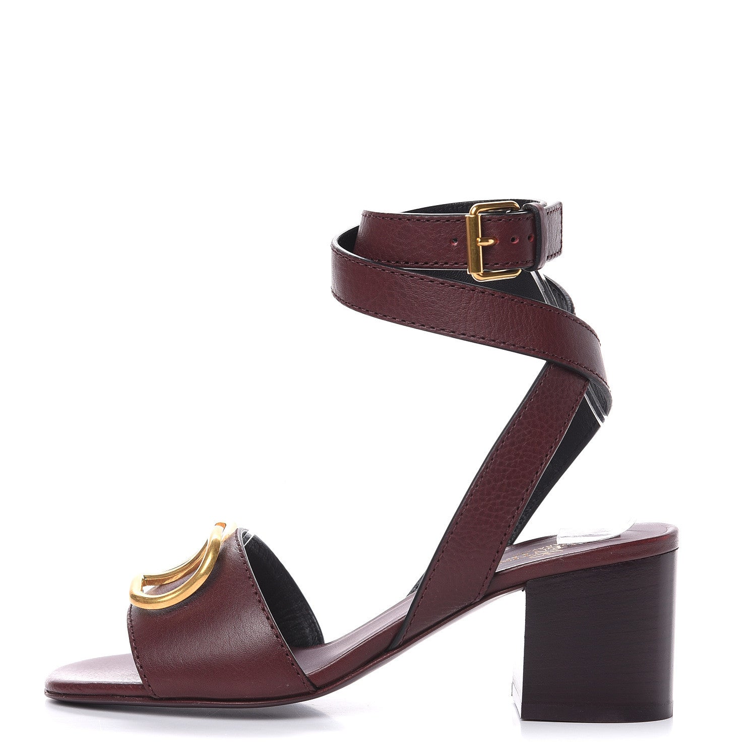 Valentino Garavani Grainy Cowhide VLogo 60mm Sandals 36 Rubin 1 of 8