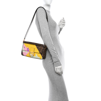 Fendi Glazed Fabric FF 1974 Hairdo Girls Inlay Baguette Mogano Panna Multicolor 2 of 12