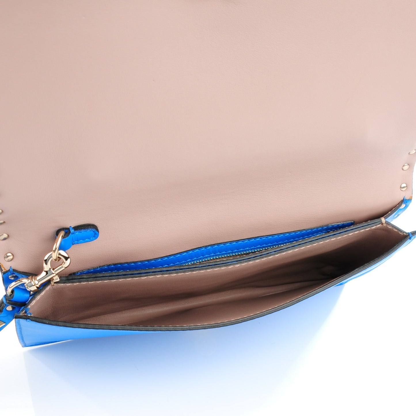 Nappa Rockstud Wristlet Clutch Blue Fluo