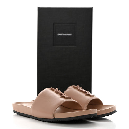 Saint Laurent Lambskin Joan Slide Sandals 40.5 Nude 9 of 9