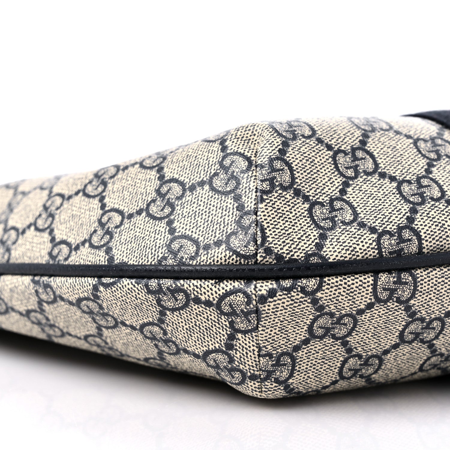 Gucci GG Supreme Monogram Textured Dollar Calfskin Web Small Ophidia Half Moon Hobo Beige Blue 8 of 11