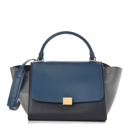 Celine Smooth Calfskin Medium Tri-Color Trapeze Metallic Blue 1 of 10