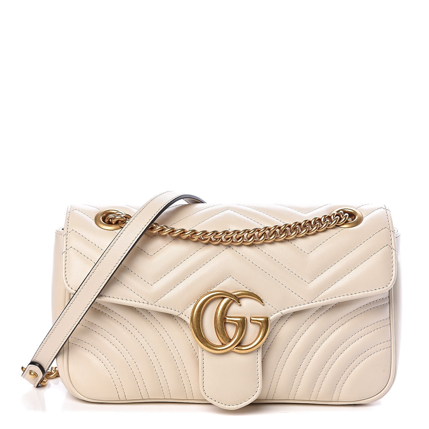 Gucci Calfskin Matelasse Small GG Marmont Shoulder Bag White 1 of 11