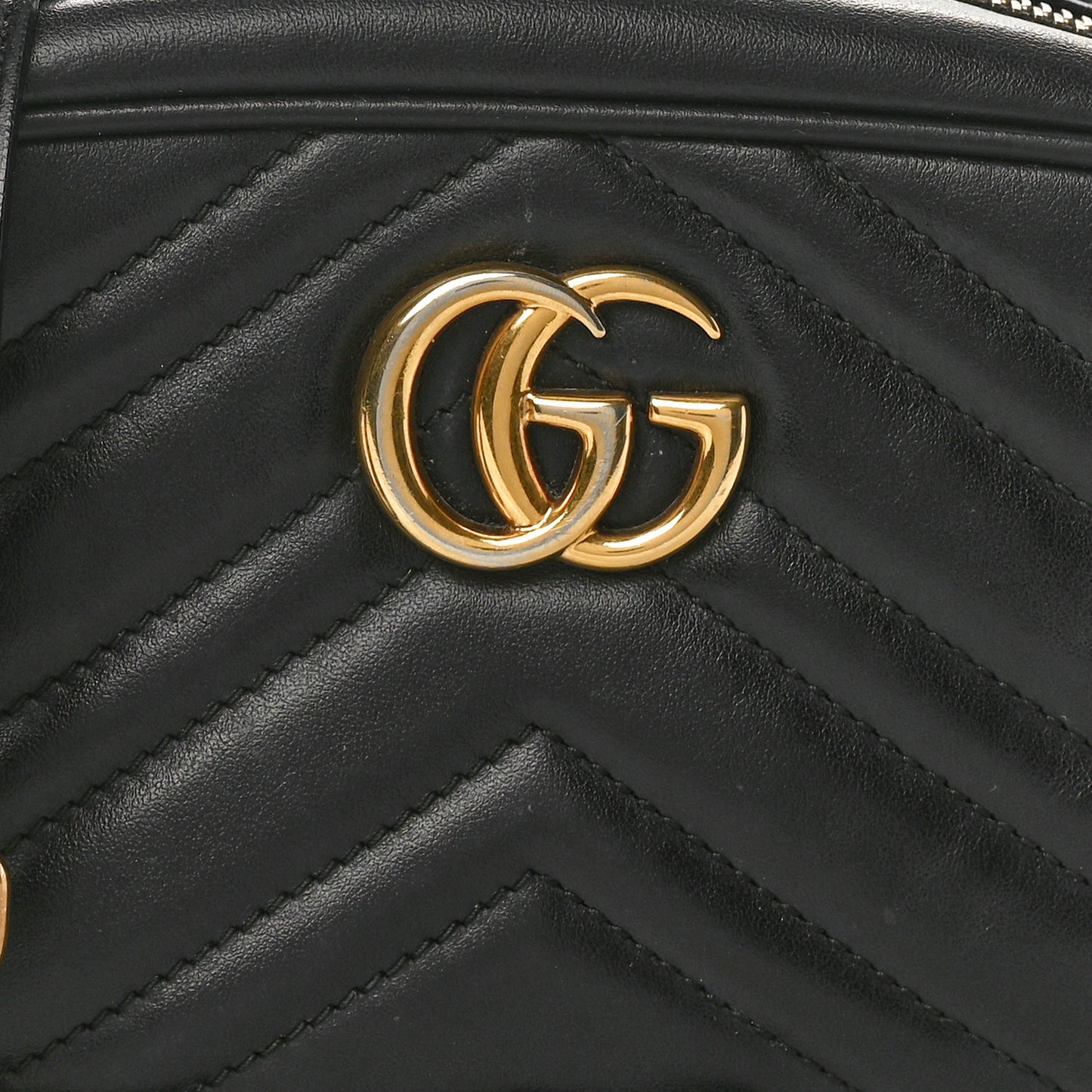 Calfskin Matelasse Mini GG Marmont Chain Shoulder Bag Black