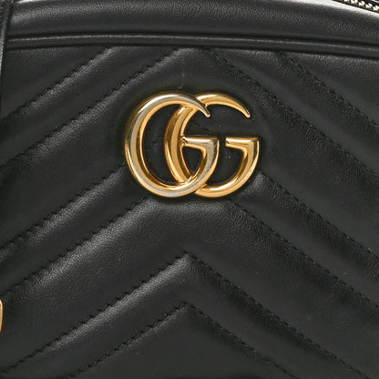 Gucci Calfskin Matelasse Mini GG Marmont Chain Shoulder Bag Black 9 of 17