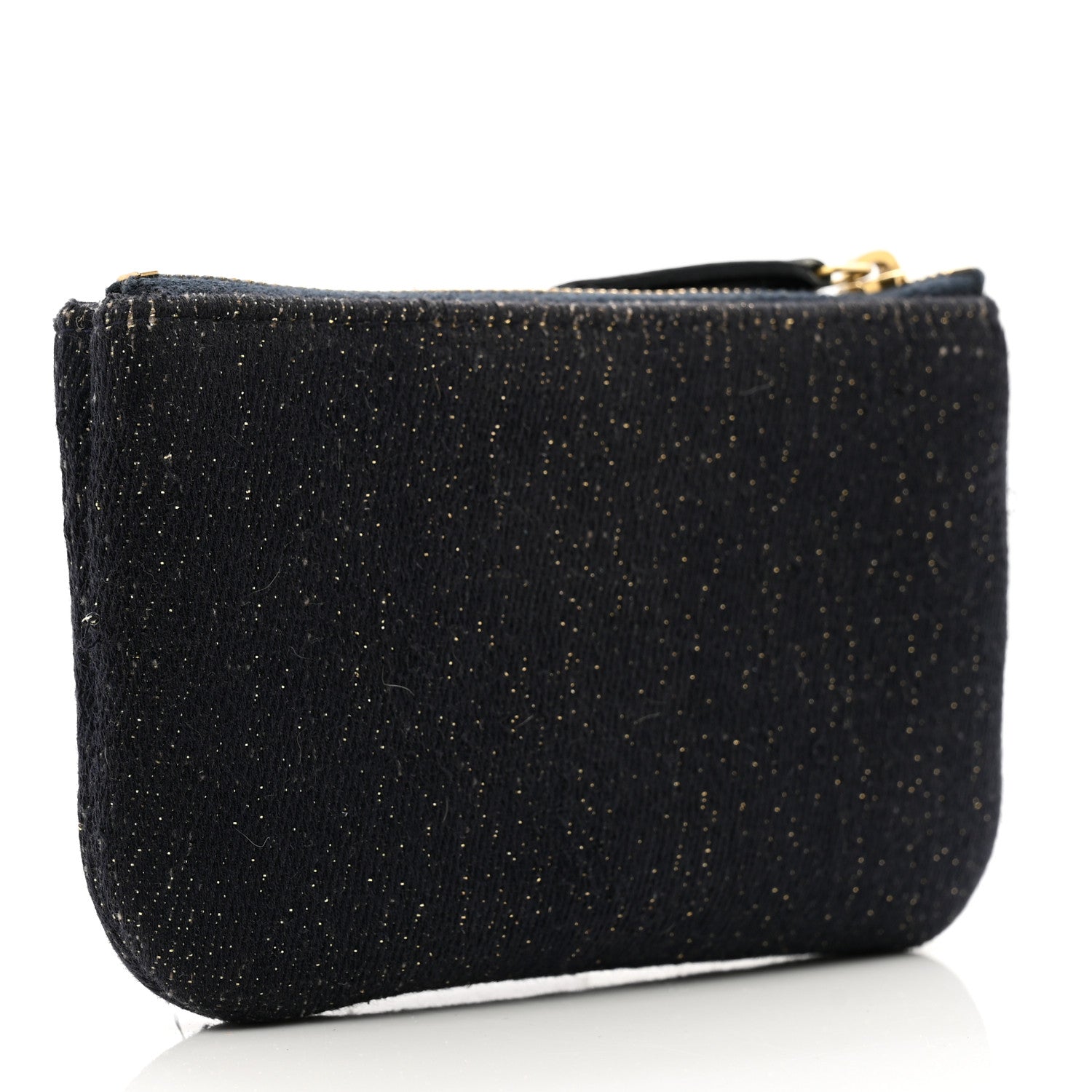 Chanel Lurex Canvas Deauville Cosmetic Pouch Navy Blue Gold 3 of 8