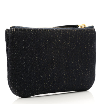 Chanel Lurex Canvas Deauville Cosmetic Pouch Navy Blue Gold 3 of 8
