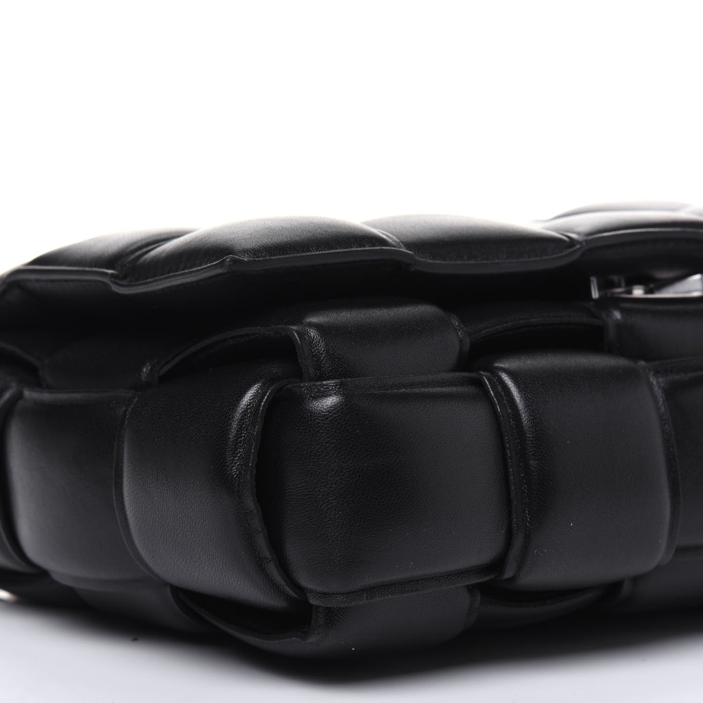 Lambskin Maxi Intreccio Padded Chain Cassette Crossbody Bag Black