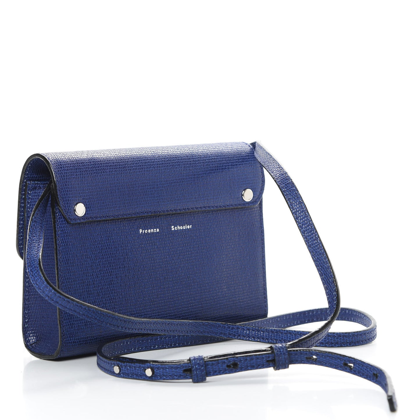 Calfskin Lizard Embossed PS11 Wallet With Strap Sapphire
