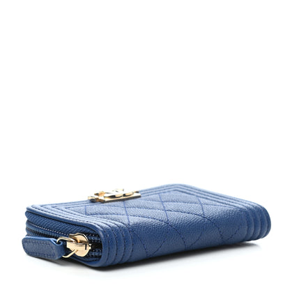 Chanel Caviar Quilted Boy Zip Around Coin Purse Wallet Dark Blue 4 of 7