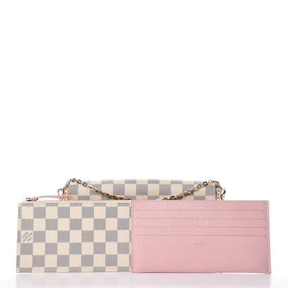 Louis Vuitton Damier Azur Pochette Felicie Chain Wallet Rose Ballerine 3 of 10