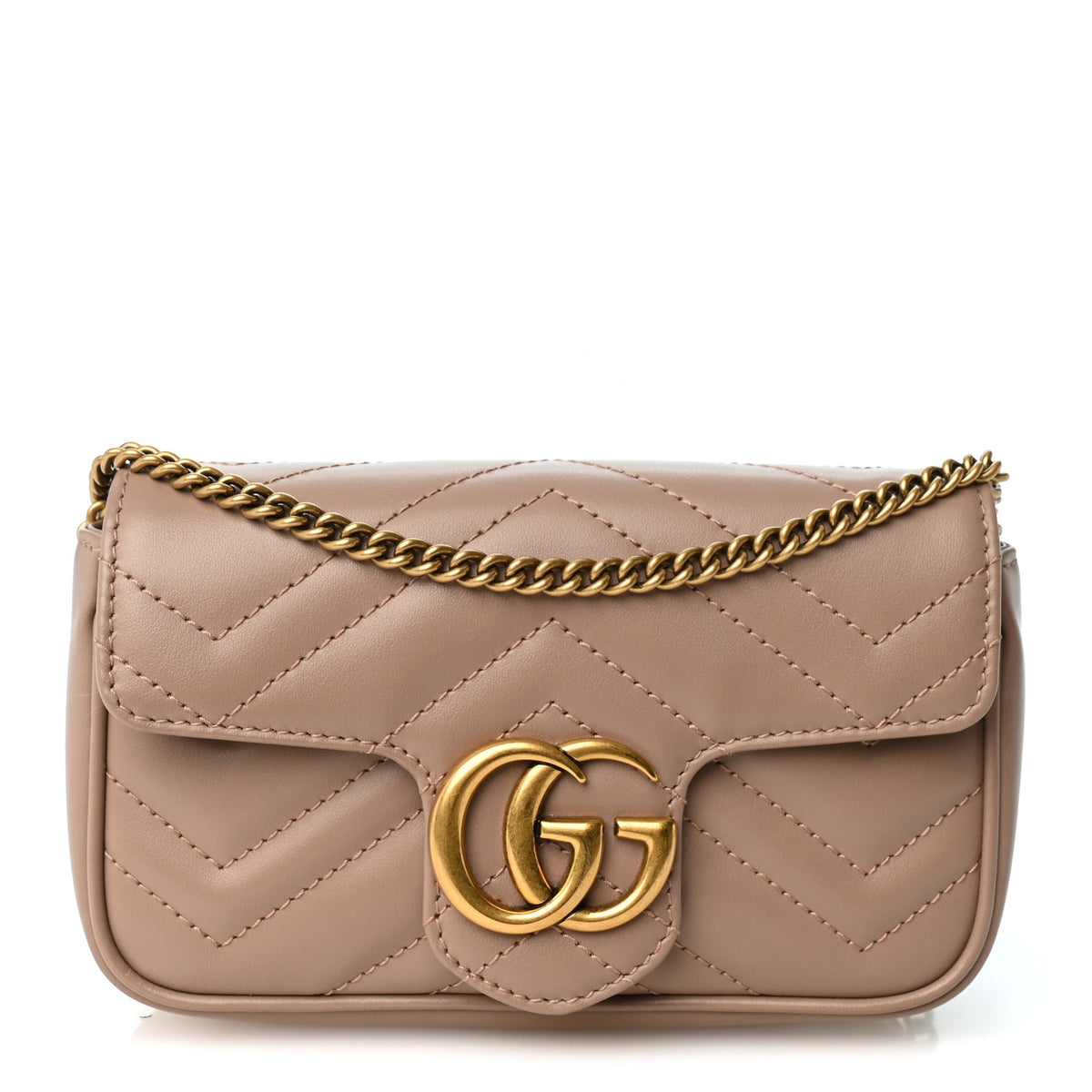 Calfskin Matelasse Super Mini GG Marmont Shoulder Bag Porcelain Rose