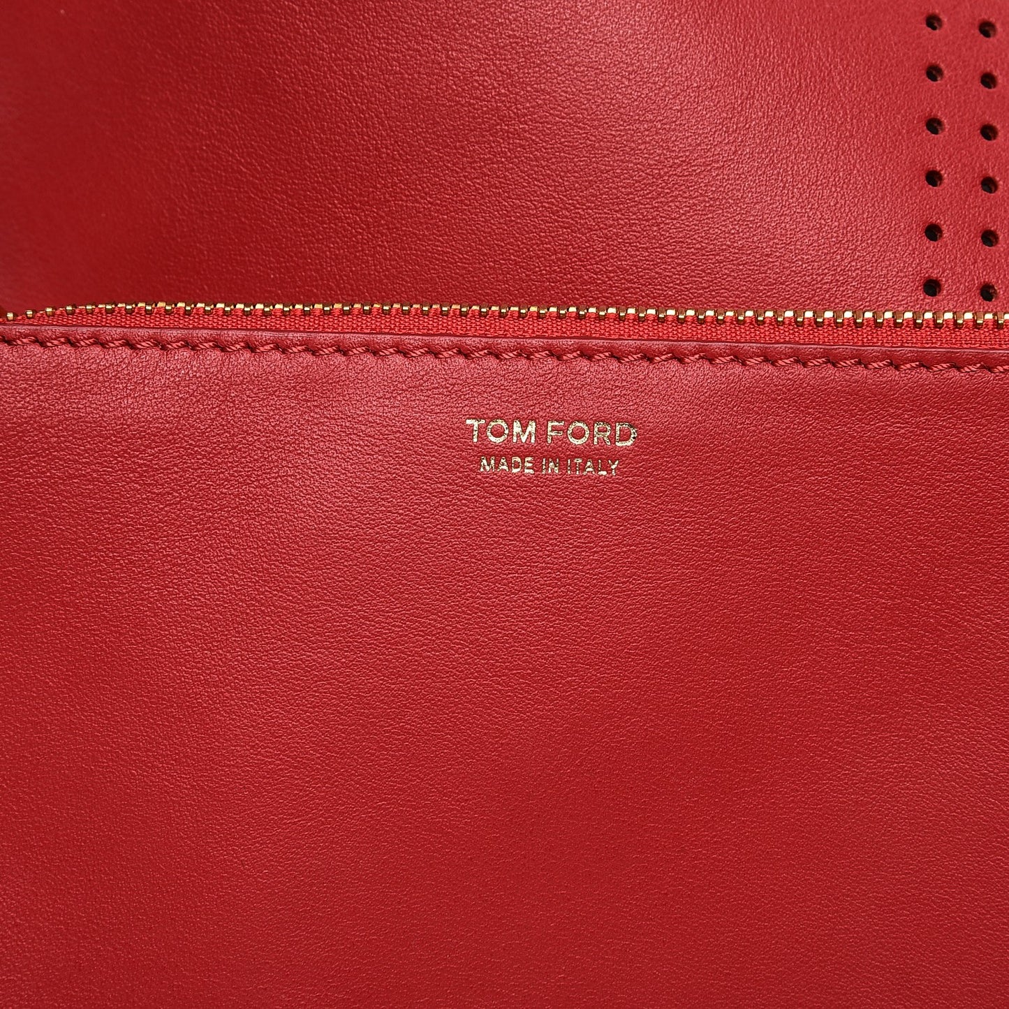 Calfskin Perforated Logo Tote Red