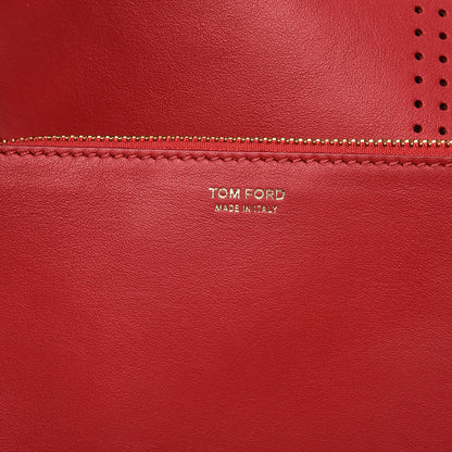 Tom Ford Calfskin Perforated Logo Tote Red 7 of 13