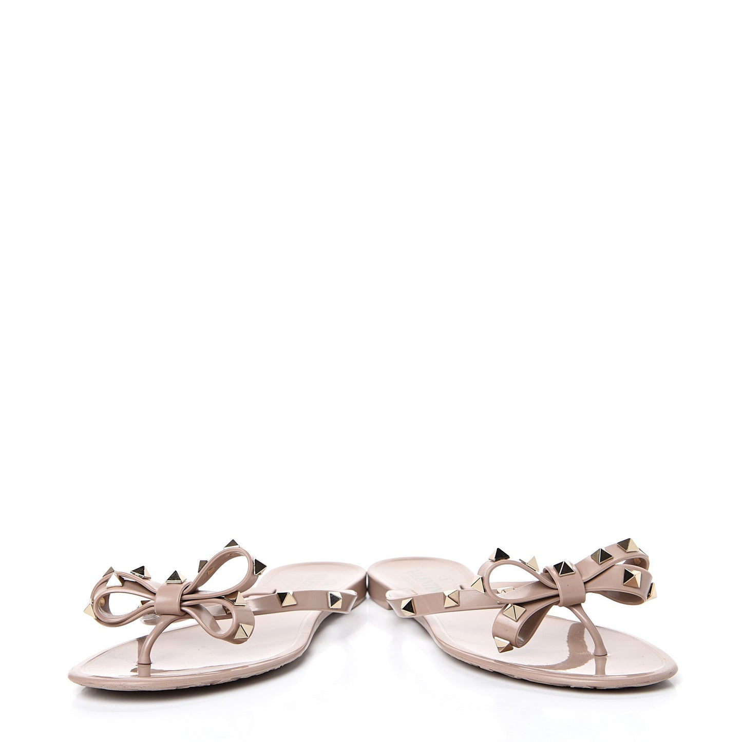 PVC Jelly Rockstud Bow Thong Sandals 36 Poudre