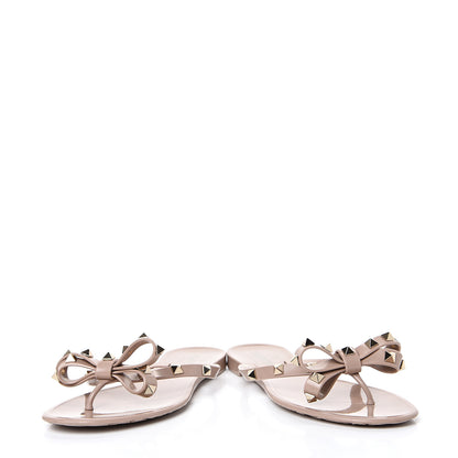 Valentino Garavani PVC Jelly Rockstud Bow Thong Sandals 36 Poudre 6 of 11