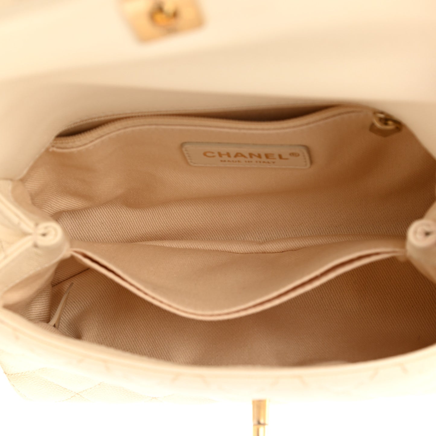 Caviar Quilted Mini Coco Handle Flap Ivory