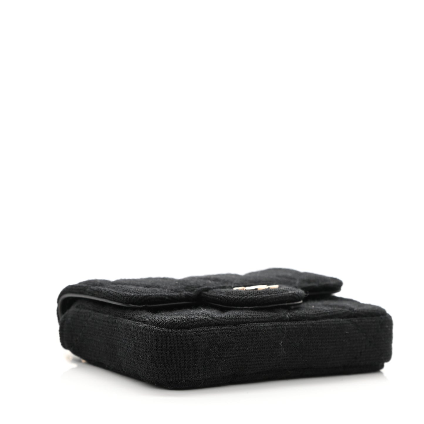 Jersey Quilted Flap Chain Waist Bag Black