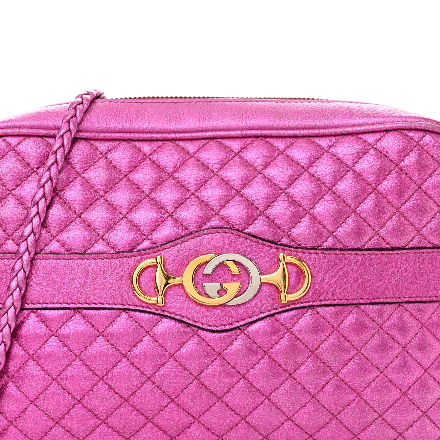 Gucci Laminated Nappa Trapuntata Small Zumi Shoulder Bag Fuxia 8 of 15