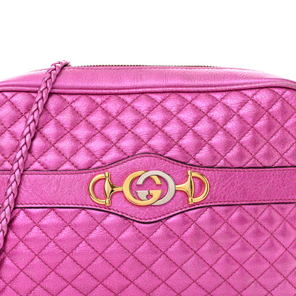 Gucci Laminated Nappa Trapuntata Small Zumi Shoulder Bag Fuxia 8 of 15