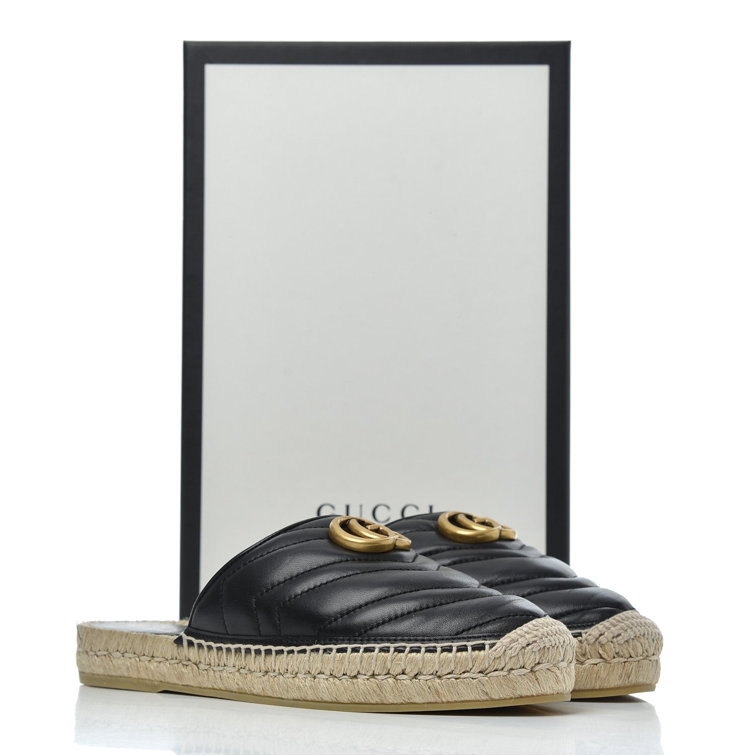 Gucci Nappa Matelasse GG Marmont Espadrille Slippers 38 Black 11 of 11