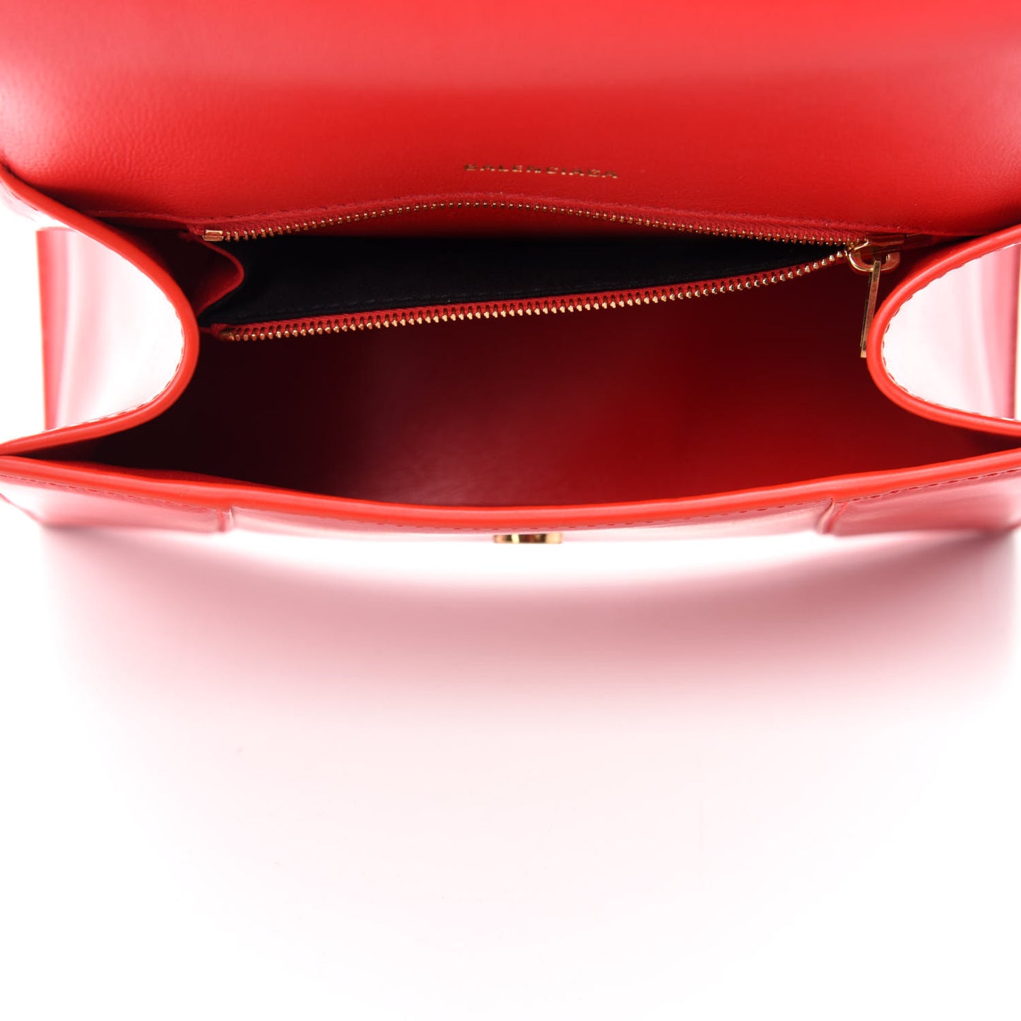 Shiny Box Calfskin Small Hourglass Top Handle Bag Bright Red