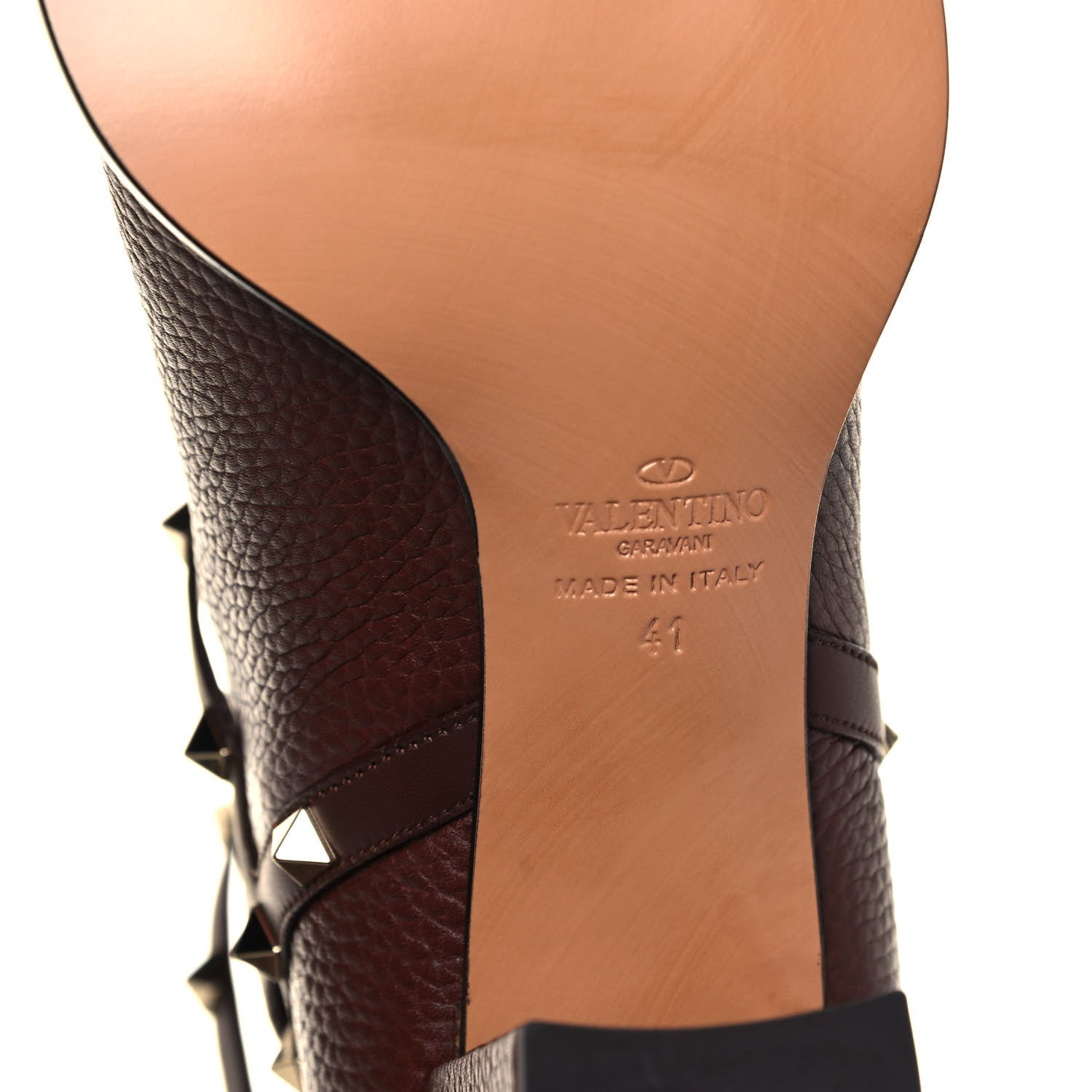 Valentino Garavani Pebbled Calfskin Rockstud Double Buckle 70mm Block Heel Ankle Boots 41 Rubin 6 of 8