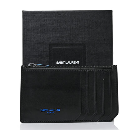 Saint Laurent Calfskin 5 Fragments Zip Pouch Card Holder Black Blue 10 of 10