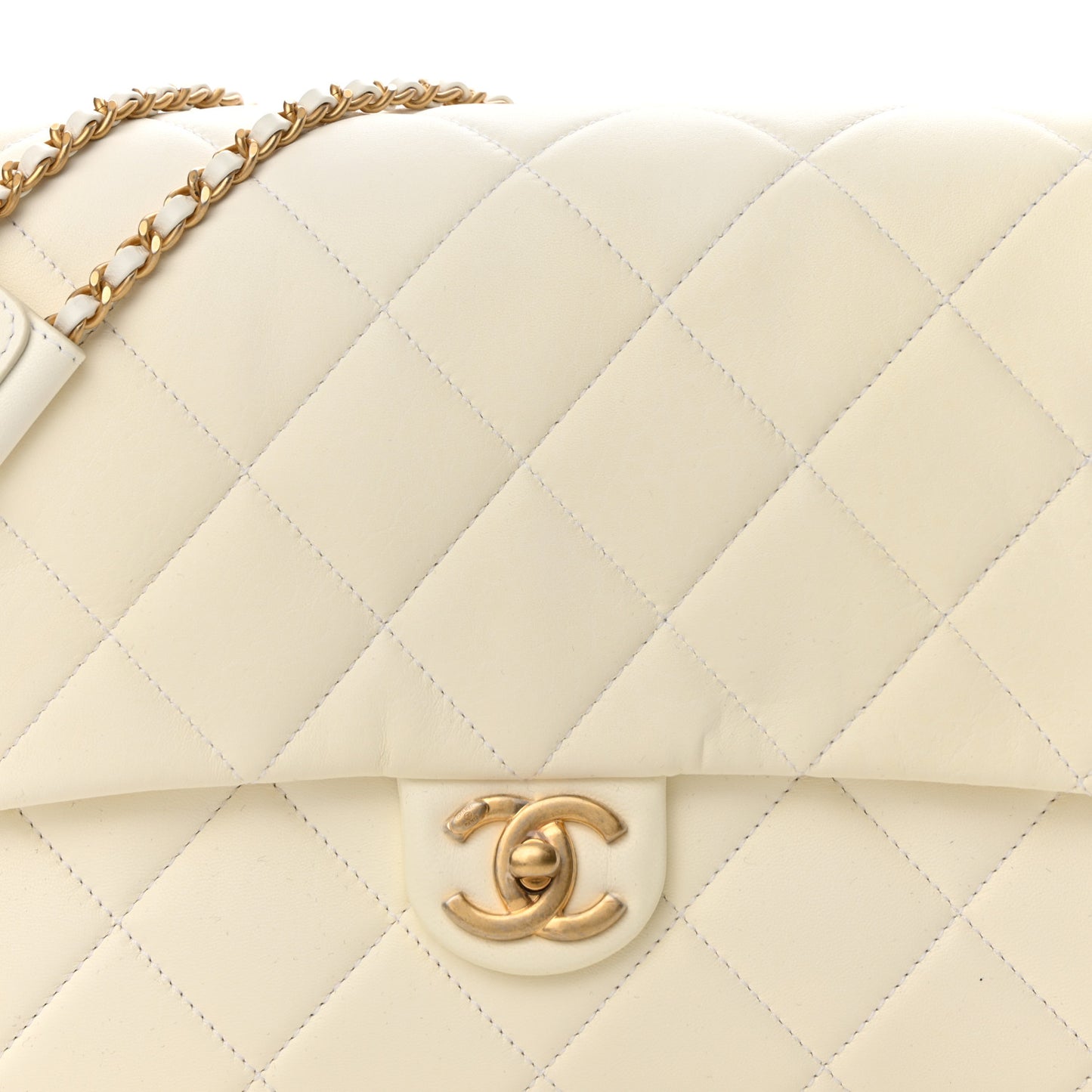 Lambskin Quilted Large Side-Packs White