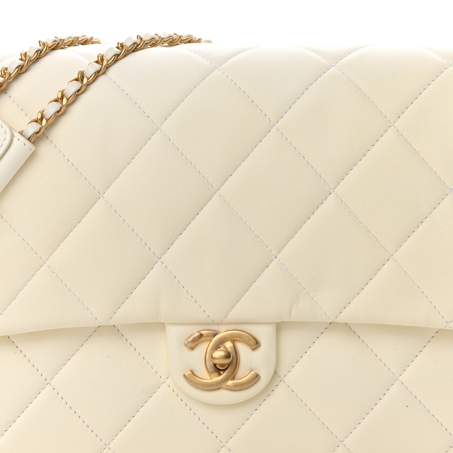 Chanel Lambskin Quilted Large Side-Packs White 9 of 14