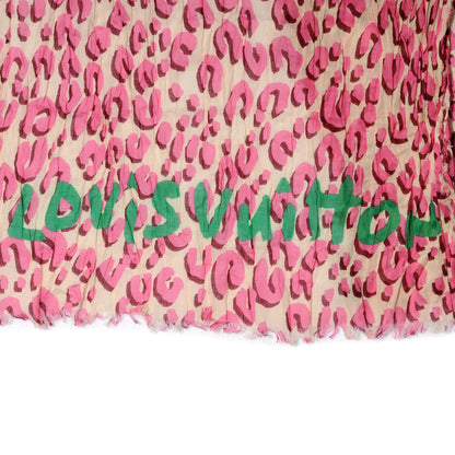 Louis Vuitton Cotton Leopard Pareo Blanc Corail 5 of 7