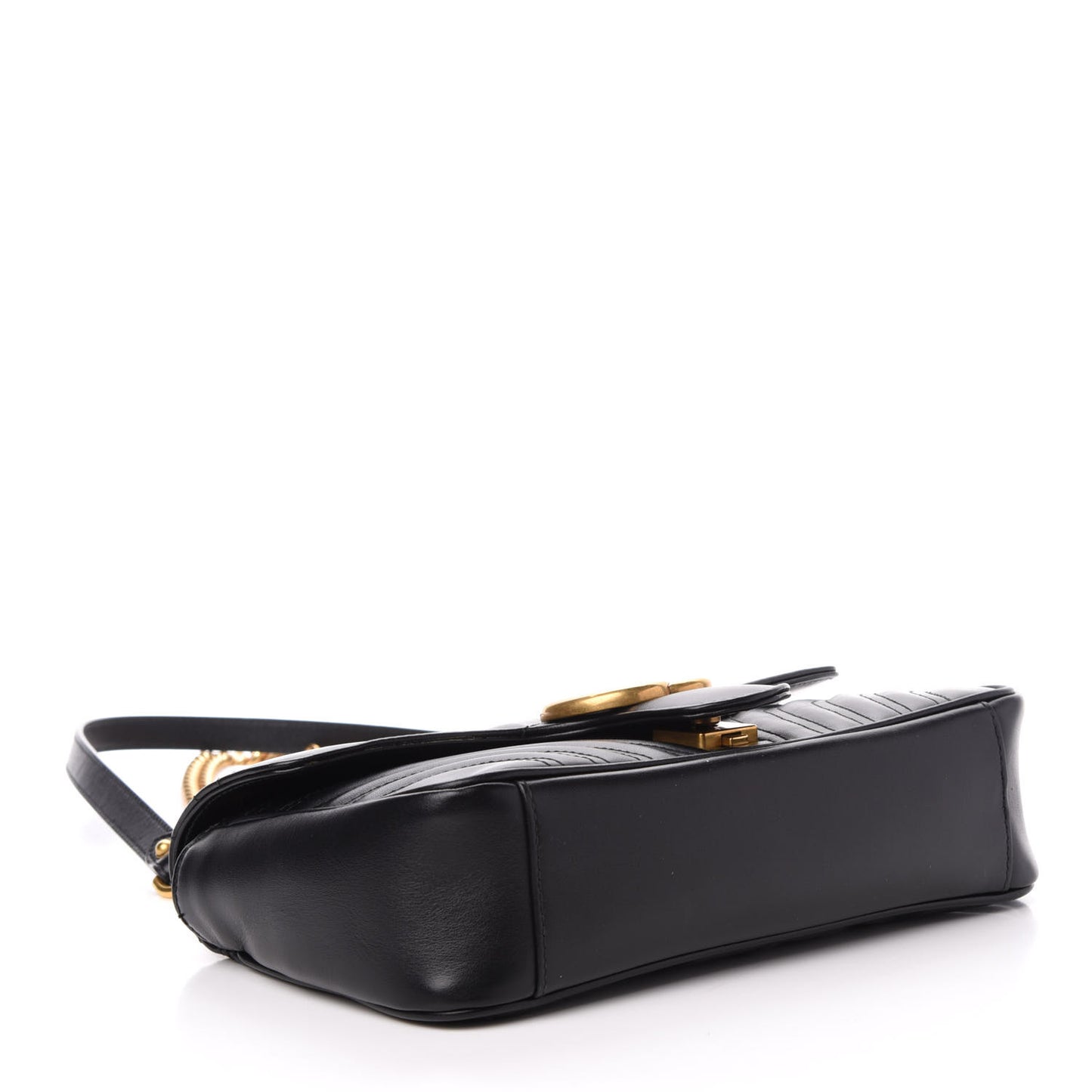 Calfskin Matelasse Small GG Marmont Shoulder Bag Black