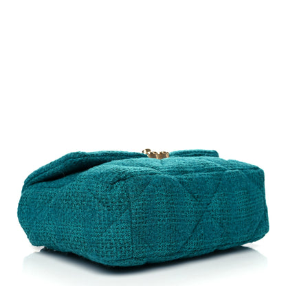 Chanel Tweed Quilted Medium Chanel 19 Flap Green 4 of 11