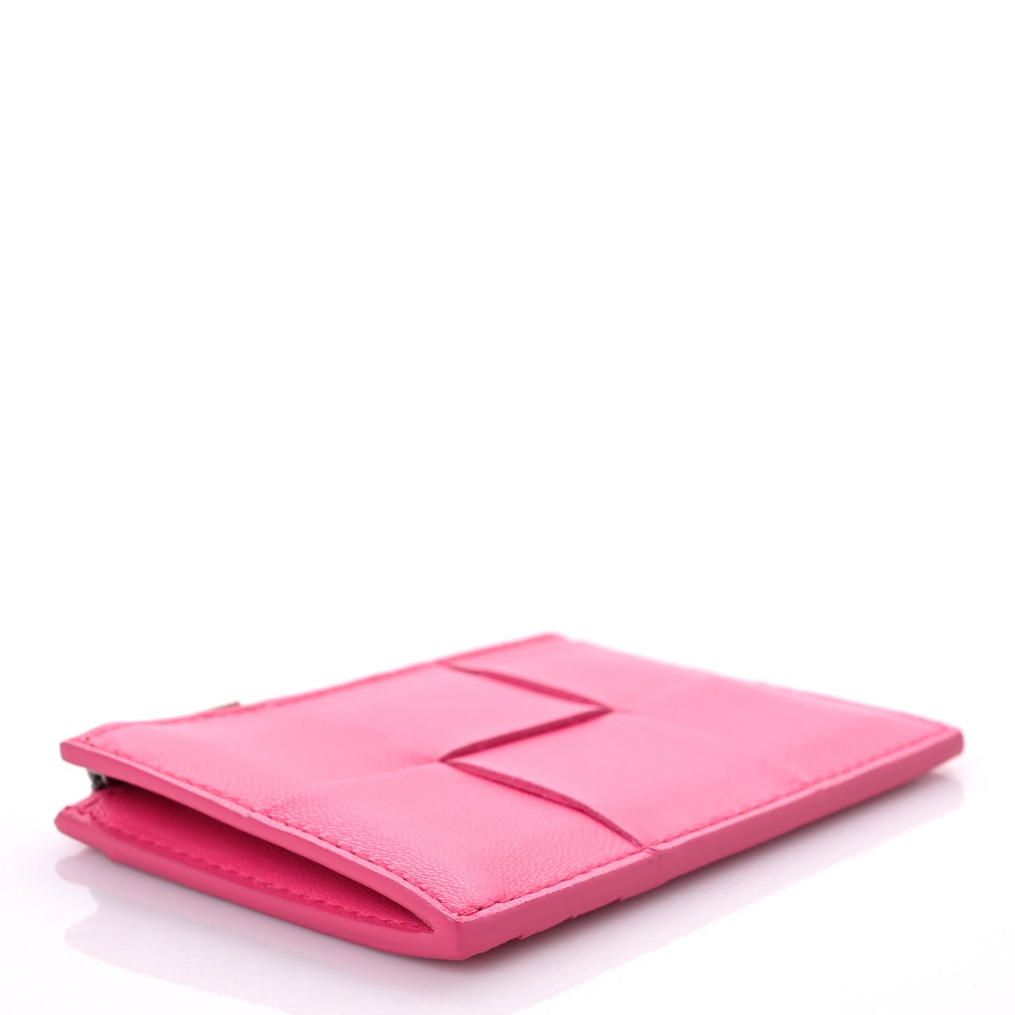 Nappa Maxi Intreccio Zipped Card Case Pink