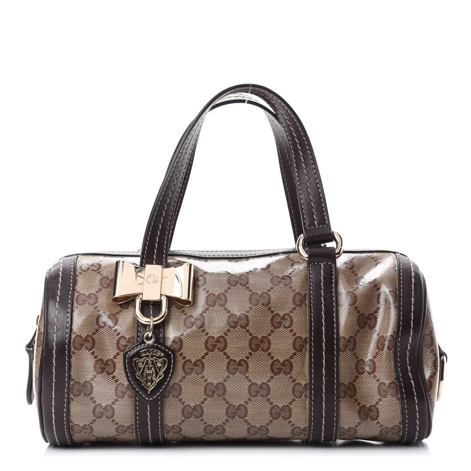 Gucci Crystal Monogram Duchessa Small Boston Bag Brown 1 of 16
