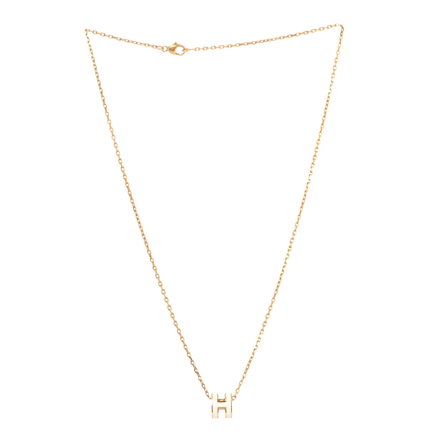 Lacquered Gold Mini Pop H Pendant Necklace White