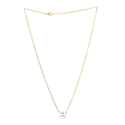 Hermes Lacquered Gold Mini Pop H Pendant Necklace White 1 of 5