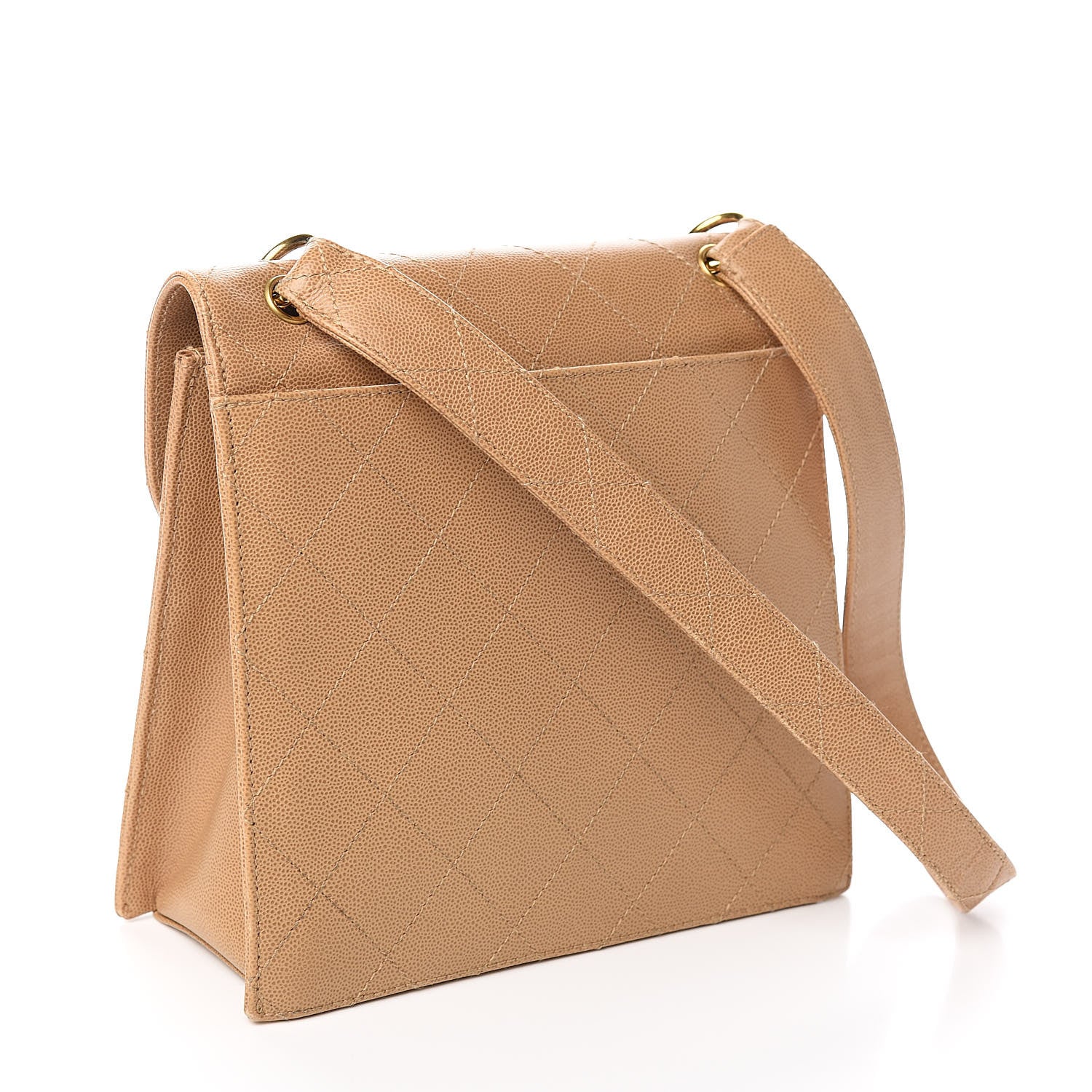 Chanel Caviar Stitched Flap Shoulder Bag Beige 3 of 13