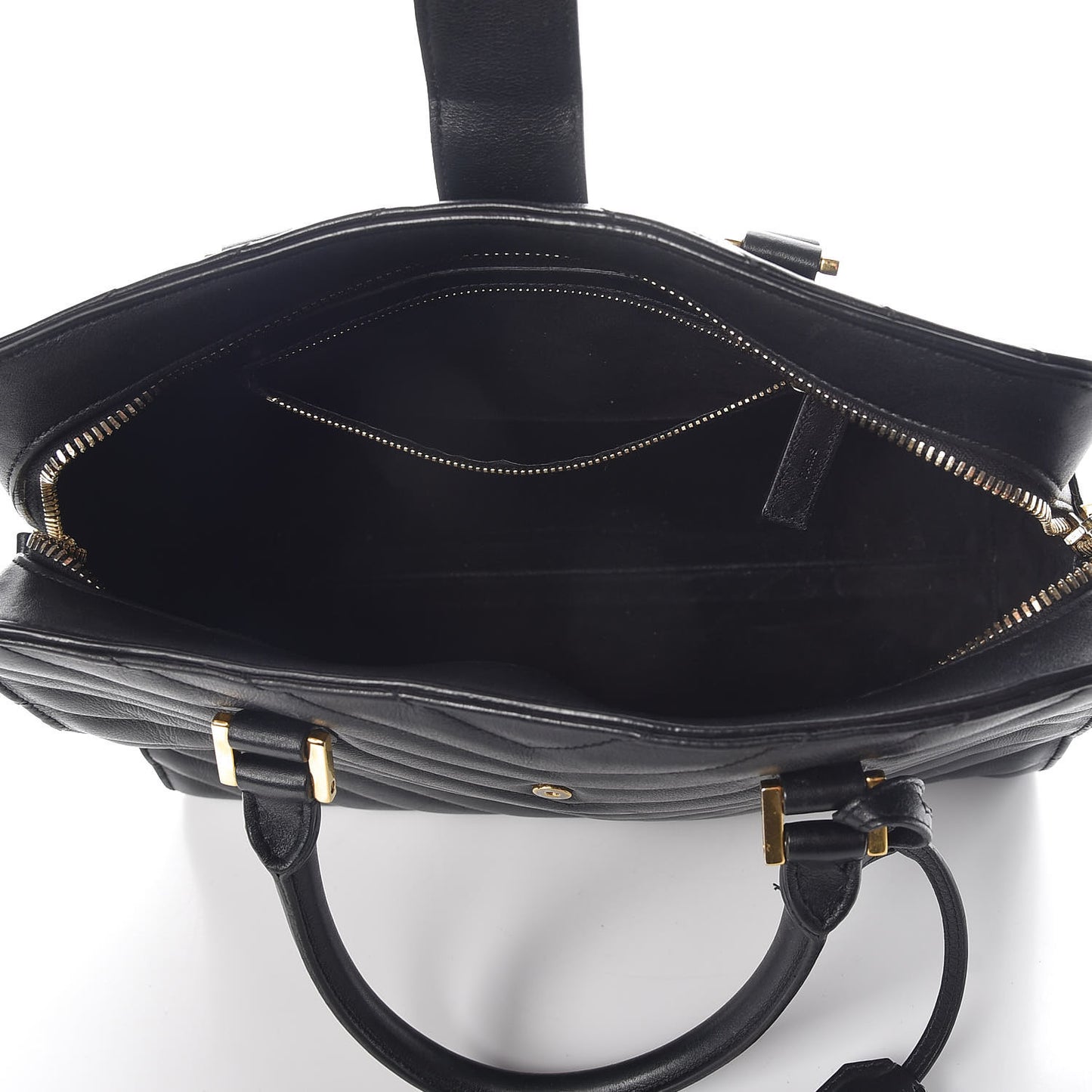 Calfskin Matelasse Chevron Small Monogram Cabas Black